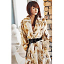 Manga larga de piel de conejo de descubierta Collar Casual / Fiesta Coat