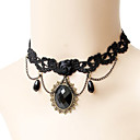 European Retro Oval Gem Lace Necklace