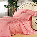4PCS Ivy Pink Solid Tencel Duvet Cover Set