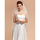 Beautiful Two-tier Fingertip Wedding Veil With Beaded Edge