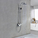 Thermostatic Digital LCD Screen Chrome Finish Contemporary Style Shower Faucets with 8" Showerhead + Handheld