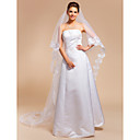 One-tier velo da sposa cattedrale con bordo in pizzo applique