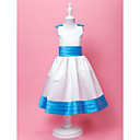 bola vestido jóia chá de comprimento cetim e flor de cetim adorável vestido gril