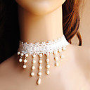 Lace Gothic Bianco donna Beaded collana di perle