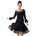 Dancewear Viscose Leopard Printed Latin Dance Outfits Top and Skirt For Ladies