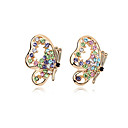 Design élégant papillon en or 18 carats plaqué d'alliage de haute qualité et boucles d'oreilles en cristal (plus de couleurs)