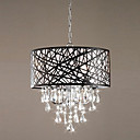 60W lumière pendante moderne avec 4 lumières et abat-jour cylindrique en métal noir
