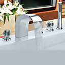 Contemporary Style chroom roestvrij staal wijdverspreide bad Kranen met handheld Kraan