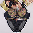 Sexy Brown Floral Print Push-up Bra & Panties Set