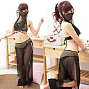 Latin Dance Sexy Black Polyester Stage Uniform  (4 Pieces)