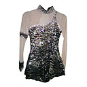 Elastic Sequins Spandex Elasticated Ｎet Black Figure Skating Clothing