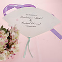 Personalized Pearl Paper Hand Fan - Pink Print (Set of 12)