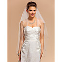 Two-tier Fingertip Wedding Veil With Pearl Trim Edge