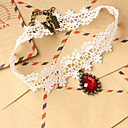 White Lace with Ruby Teardrop Necklace