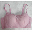 Women's Pink Stripes Lace Balcony Bra