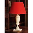 40W Modern Table Light with Red Fabric Shade and Candleholder-Shaped Lampstand