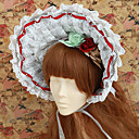 Handmade Gray Check Pattern Cotton White Lace Counry Lolita Bonnet