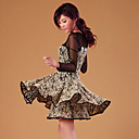 ZHI YUAN Mesh Lace Ruffle Hem Swing Dress(More Colors)