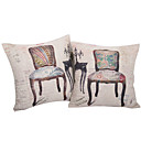 Set of 2 Classic Chair Cotton/Linen Decorative Pillow Cover
