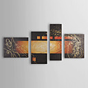 Hand-painted Abstract Oil Painting with Stretched Frame - Set of 4