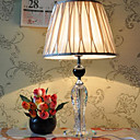 40W luz de mesa elegante com cristal Pole luz e sombra tecido plissado no Chrome Polido