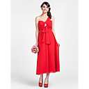 Sheath/Column One Shoulder Tea-length Chiffon Bridesmaid Dress