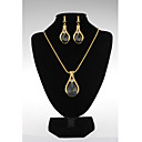 Women's Elegant Folk Style Emerald Zircon Metal Drops Set