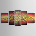 Hand-painted Abstract Oil Painting with Stretched Frame - Set of 5