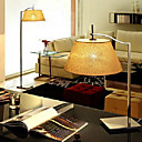 60W moderne tafel licht met stoffen kap en gepolijst chroom metaal Lamp Pole in Arc Arm Ontwerp
