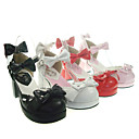 Handmade PU Leather 6.5cm High Heel Sweet Lolita Sandals with Bow