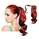 Alto grau de qualidade sintética vermelha Ponytails longos encaracolados