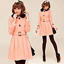 Belted geplooide dames Tweed Coat