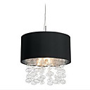 420W Modern Pendant Light with 7 Lights and Black Fabric Drum Shade (E14/E12 Base)
