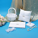 bruiloft collectie in wit satijn met trouwring accent (5 stuks)