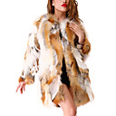Beautiful Long Sleeve Collarless Fox Fur Casual/Party Coat
