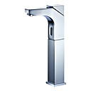 Contemporary Style Chrome Finish Deck Mounted Sensor Brass Bathroom Sink Faucets (High)