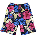 Men’s Beach Casual Black-blue Flower Pattern Trunks