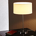 60W Contemporary Table Light with Cylinder Fabric Shade and Chrome Finished Lamp Pole