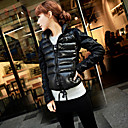 Women's Stand Collar Drawstring Waist Zip-up Down Jacket
