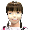 Capless Top Grade Quality Synthetic Short Straight Brown Children's Wigs with Braid