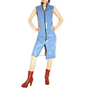 Sky Blue Zipper Closure Dress PVC Catsuit