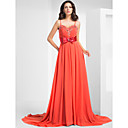 A-line V-neck Floor-length Chiffon Evening Dress With A Bow
