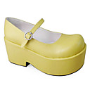 Handmade Yellow PU Leather 8cm High Heel Sweet Lolita Shoes