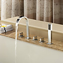 zeitgenössische Messing Badewanne Wasserhahn mit Handbrause - verchromt