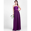 Sheath/Column Strapless Floor-length Chiffon And Satin Bridesmaid Dress