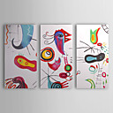 Hand-painted Abstract Oil Painting with Stretched Frame - Set of 3
