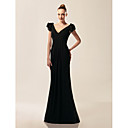 Chiffon Trumpet/Mermaid V-neck Short Sleeve Sweep/Brush Train Evening Dress