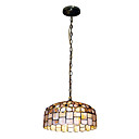 80W Classic Tiffany Pendant Light with Nature Shell Material Integrated Shade Down