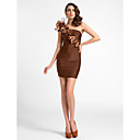 Sheath/Column One Shoulder Short/Mini Satin Cocktail Dress