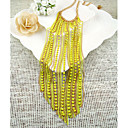 Amarelo Colar strass Tassel longo da Mulher